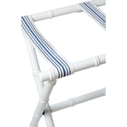 Resort Bamboo Luggage Rack - White with Navy Stripe Straps