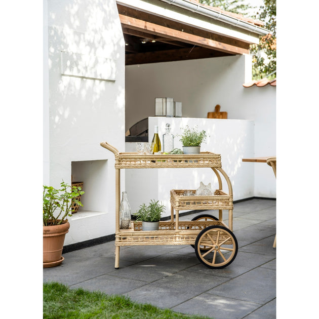 Napeague Indoor/Outdoor Bar Cart Natural Cailini Coastal