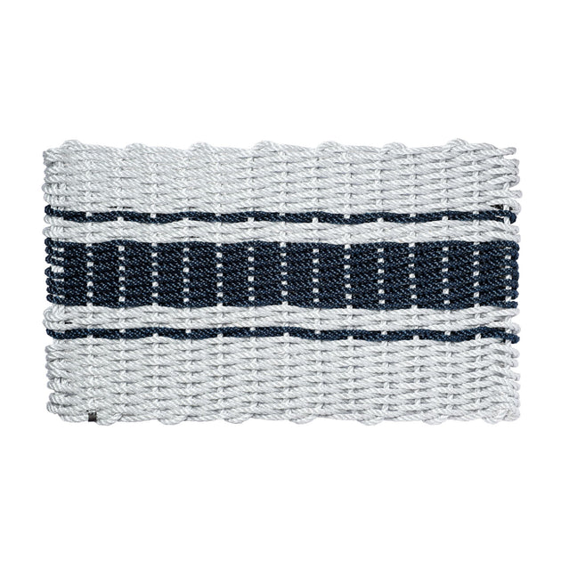 Fog Gray + Navy Doormat, Woven Lobster Rope Doormats