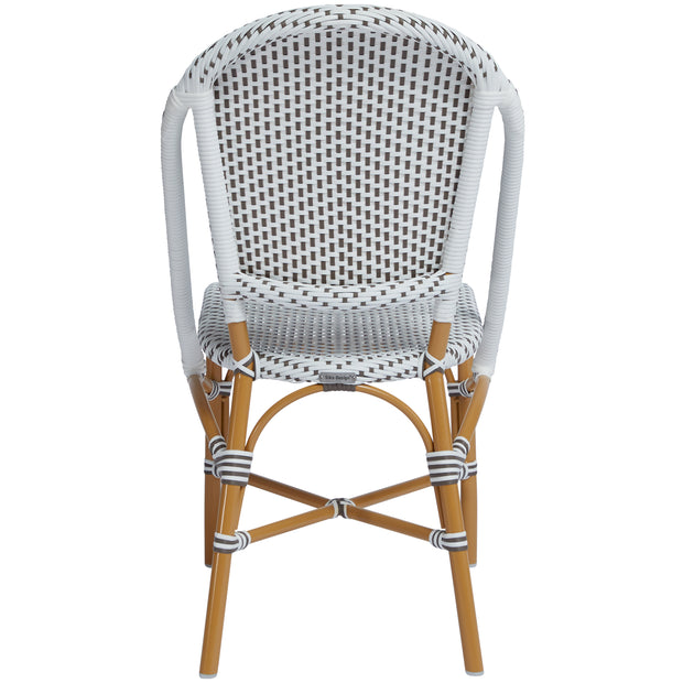 Chatham Outdoor Dining Chair - Almond Frame - White with Cappuccino Dots