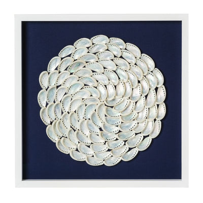 Pearl Abalone Shell Ripple Framed Art - Navy