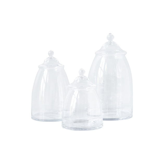 Set of 3 Small Apothecary Jars 9, 12, & 13.5