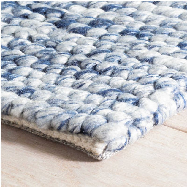 Mount Pleasant Rug Pebbled Texture Blue Cailini Coastal