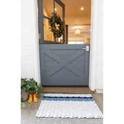 Nautical Rope Doormat - Fog with Glacial Bay & Navy Stripe