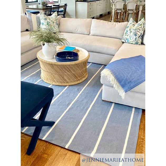 Navy/French Blue Stripe Indoor Outdoor Rug - 2x3 – Simpler Pleasures