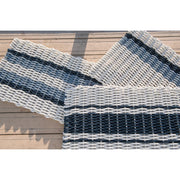 Nautical Rope Doormat - Fog Gray & Navy Triple Stripe