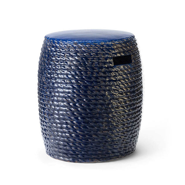 Annapolis Navy Blue Garden Stool - Cailini Coastal