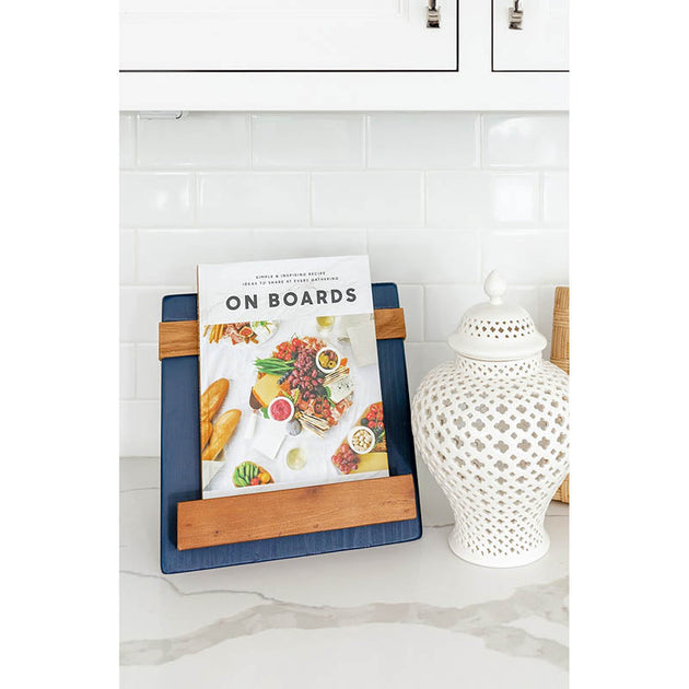 Brass Metal and White Marble Cookbook Stand, Tabletop Kitchen Recipe Book  Holder