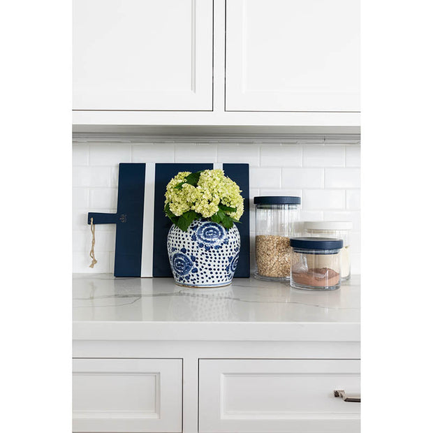 Navy Wood Top Canister
