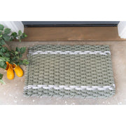 Nautical Rope Doormat - Sage with Fog Double Stripe