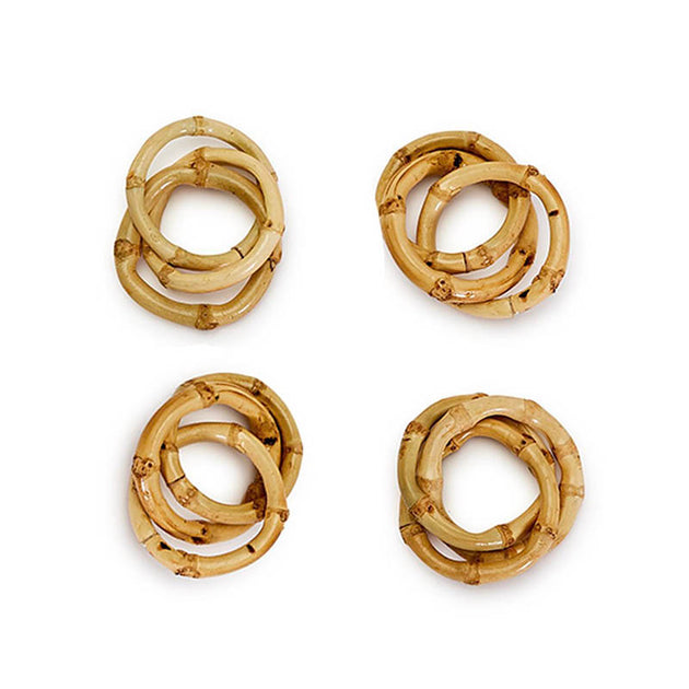 Linked Bamboo Napkin Rings Set of 4 Napkin Rings Cailini Coastal