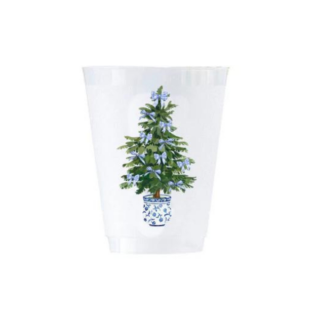 Blue Bow Christmas Tree Shatterproof Cups