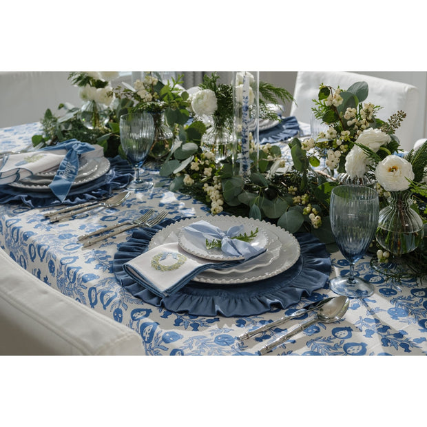 Cailíní Coastal Blue Velvet Ruffle Placemat - Set of 2