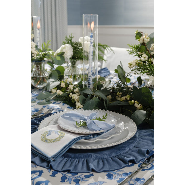 Cailíní Coastal Blue Velvet Ruffle Placemat - Set of 2