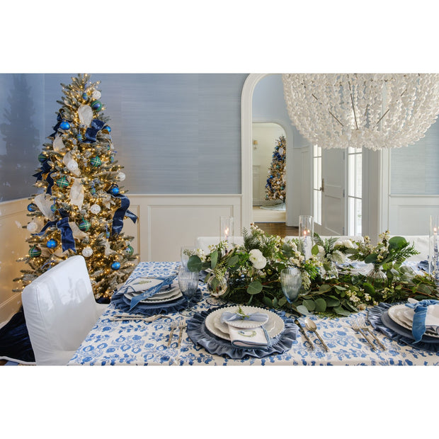 Cailíní Coastal Blue Velvet Ruffle Placemat - Set of 2