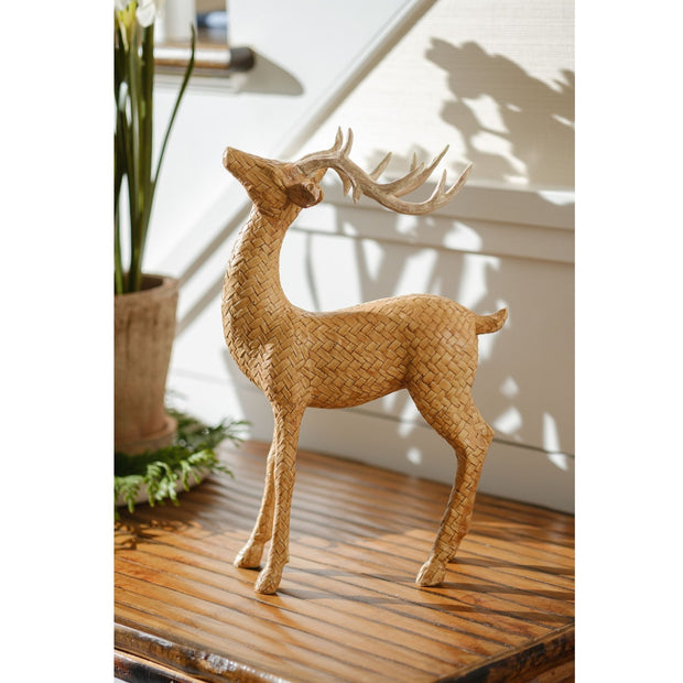 Faux Rattan Standing Deer