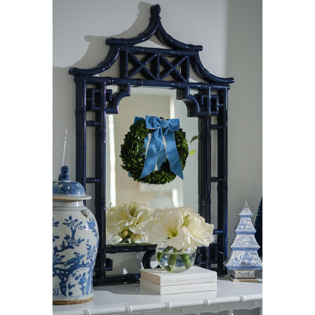 Cailíní Coastal Preserved Boxwood Wreath with Dusty Blue Ribbon