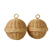 Cailíní Coastal Braided Rattan Ornament - Set of 2