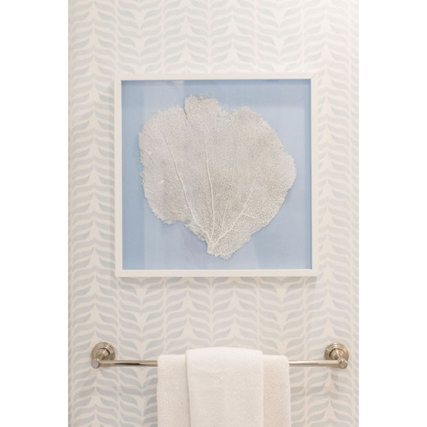 Sea Fan Framed Art - White on Light Blue