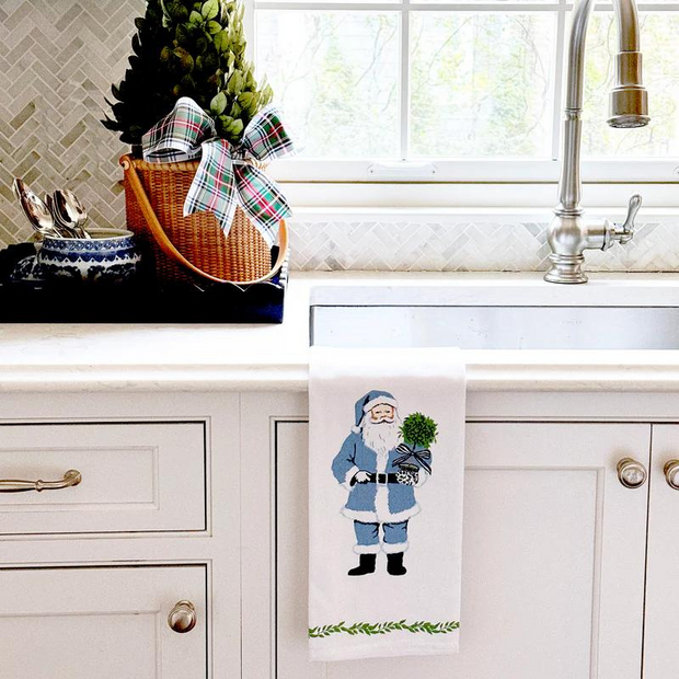 Blue Santa Tea Towel