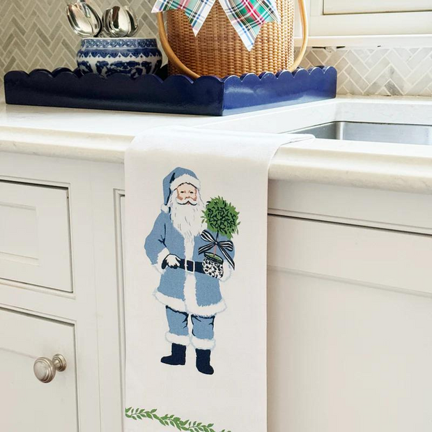 Blue Santa Tea Towel