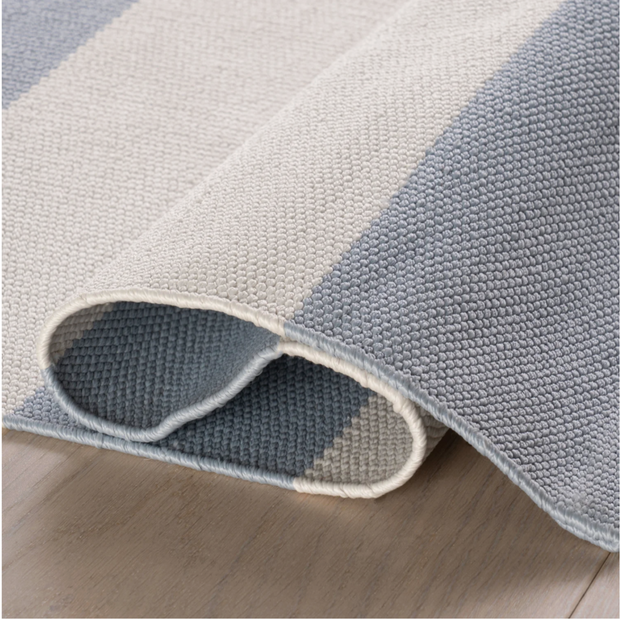 Cabana Stripe Handwoven Indoor/Outdoor Rug - Swedish Blue
