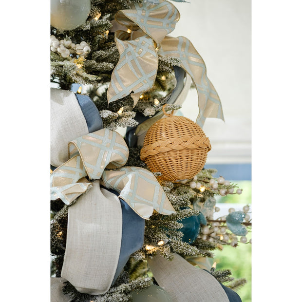 Coastal Christmas Ivory Herringbone Ribbon