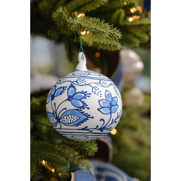 Blue Chinoiserie Glass Ornament - Set of 3