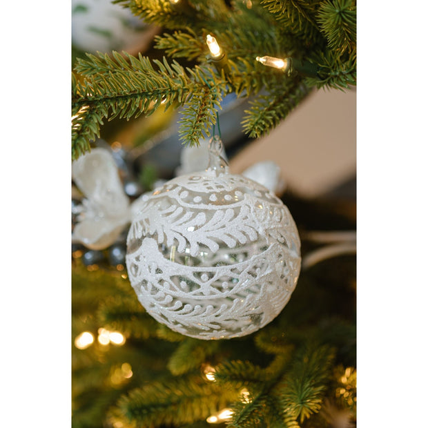 Winter Lace Glass Ornament - Set of 3