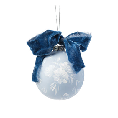 Limited Edition Hand Painted Blue & White Floral Ornament