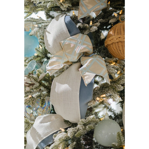 Coastal Christmas Ivory Herringbone Ribbon