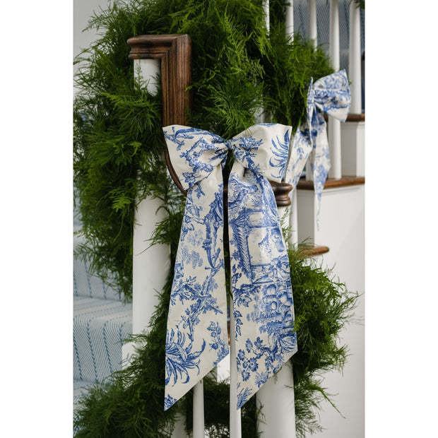 Blue & White Toile Oversized Bow