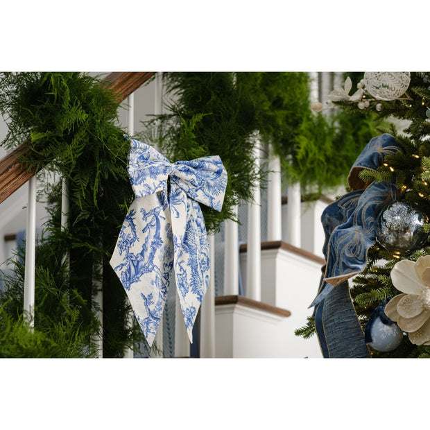 Blue & White Toile Oversized Bow