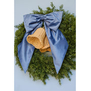 Slate Blue Velvet Oversized Bow