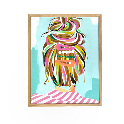 Rainbow Sprinkles Hair Study Original Framed Painting