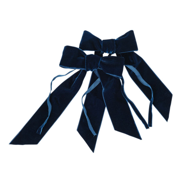 Navy Blue Velvet Bow - Set of 2