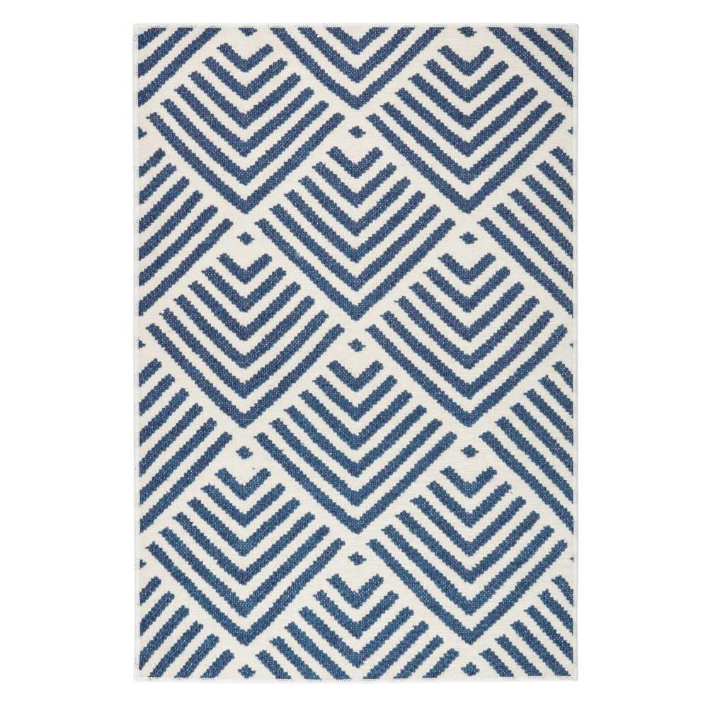 Santorini Navy Machine Washable Rug