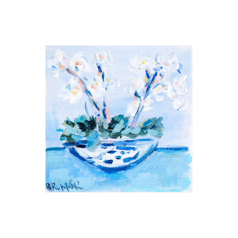 White Orchids V Mini Original Painting