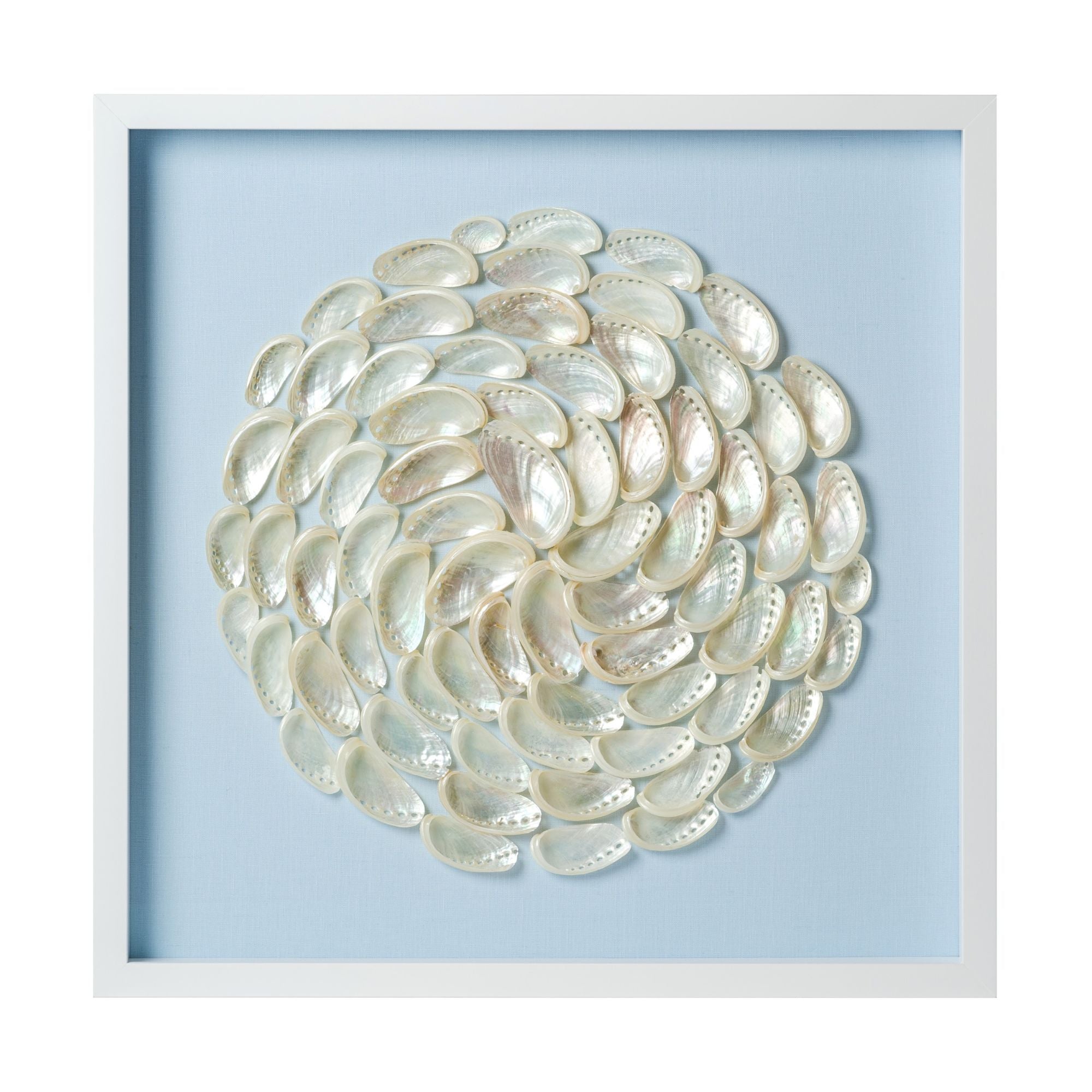 Pearl Abalone Shell Ripple Framed Art - Light Blue