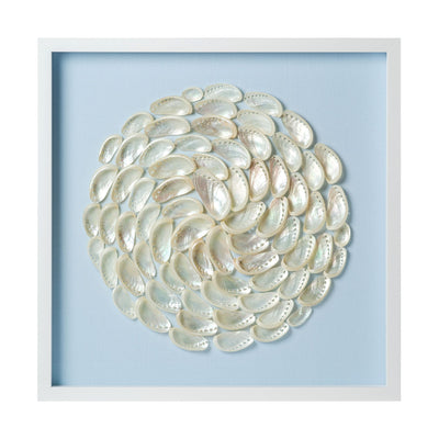 Pearl Abalone Shell Ripple Framed Art - Light Blue