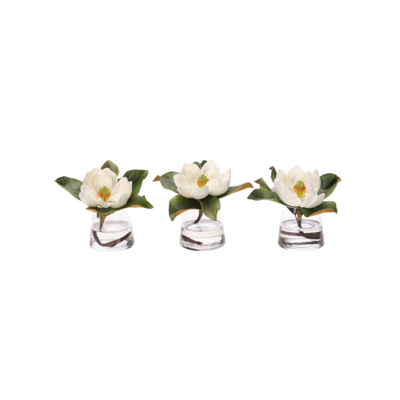 Petite Magnolia Blossom Faux Arrangement - Set of 3