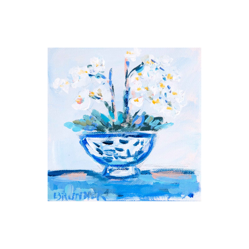 White Orchids I Mini Original Painting