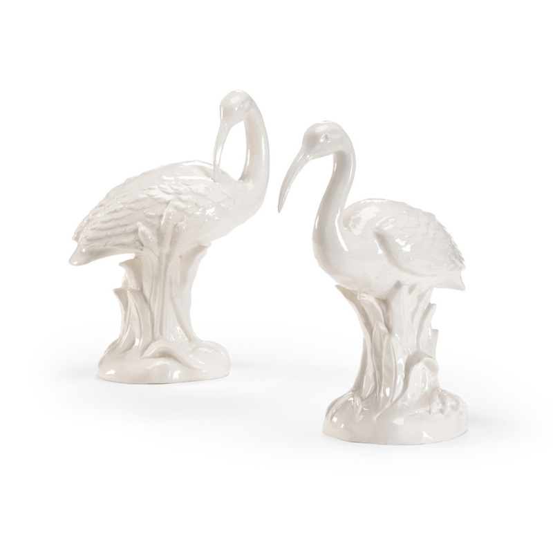 White Heron Sculpture - Set of 2