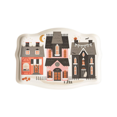 Halloween Village Bamboo Serving Tray