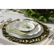 Green Velvet Ruffle Placemat - Set of 2