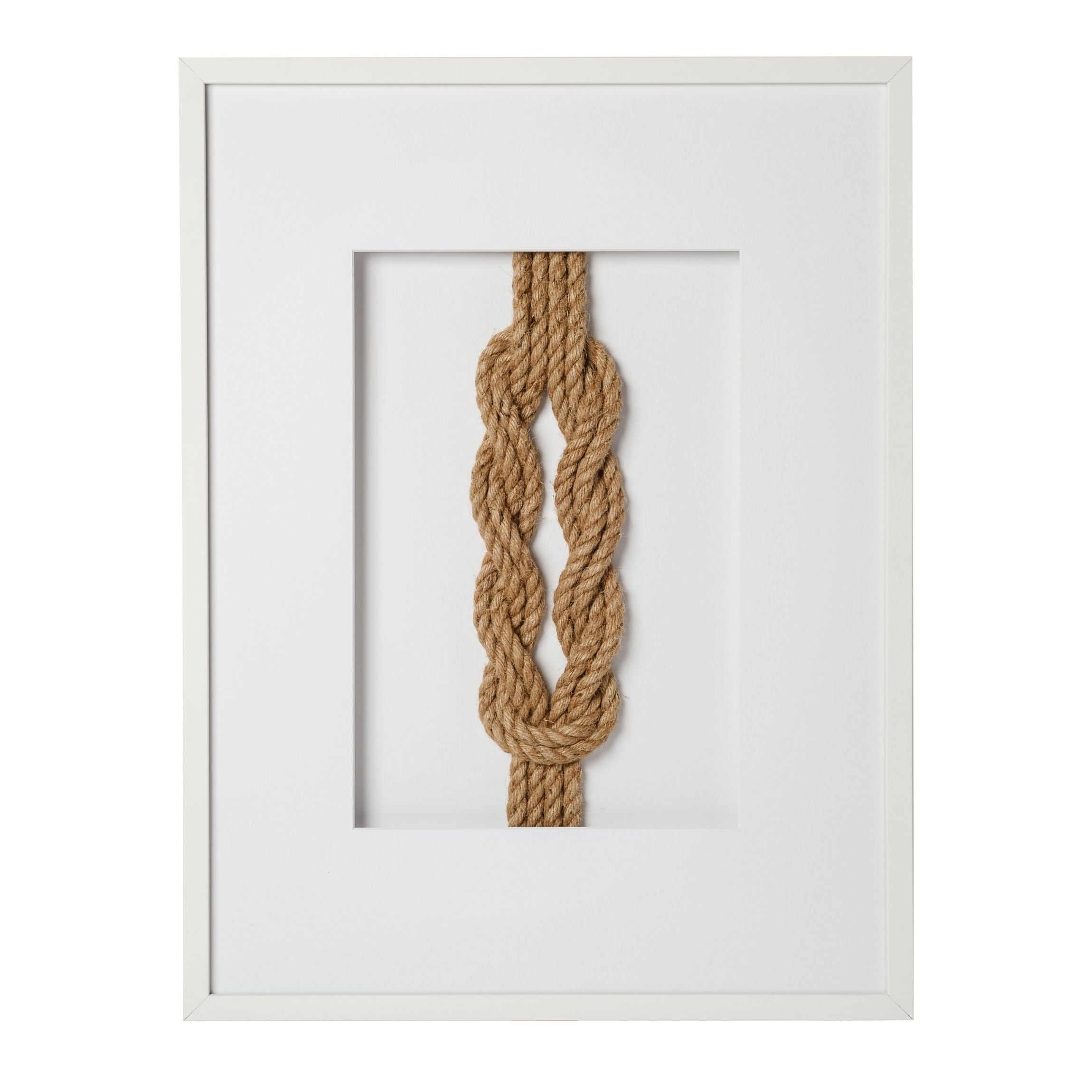 White Nautical Knot Framed Art - Double Academic Knot