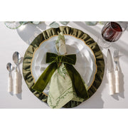 Green Velvet Ruffle Placemat - Set of 2