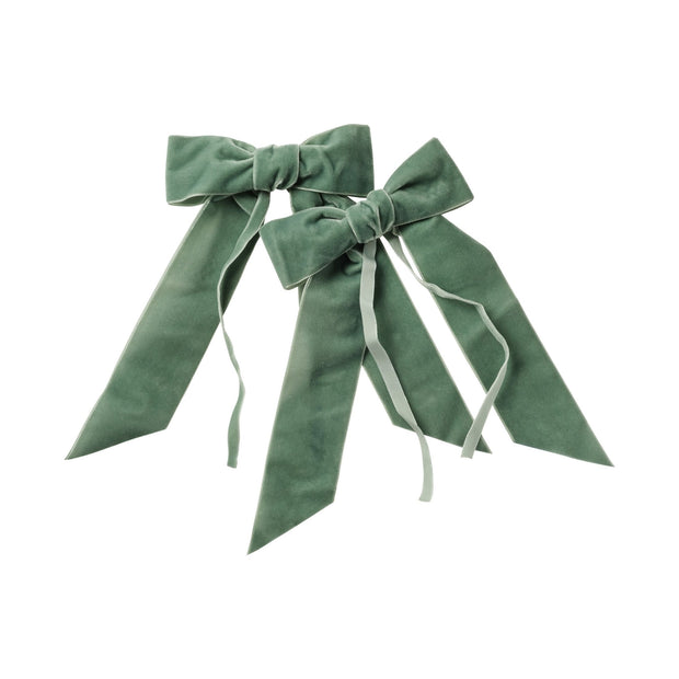 Island Green Velvet Bow - Set of 2