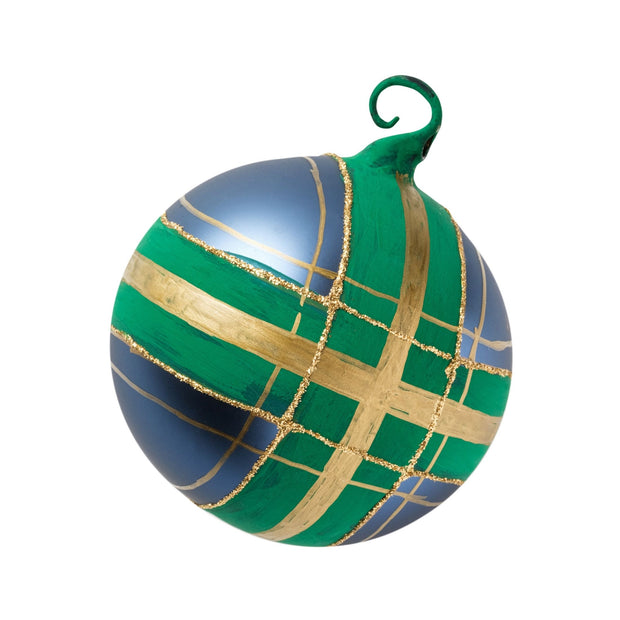 Christmas Plaid Glass Ornament - Set of 3