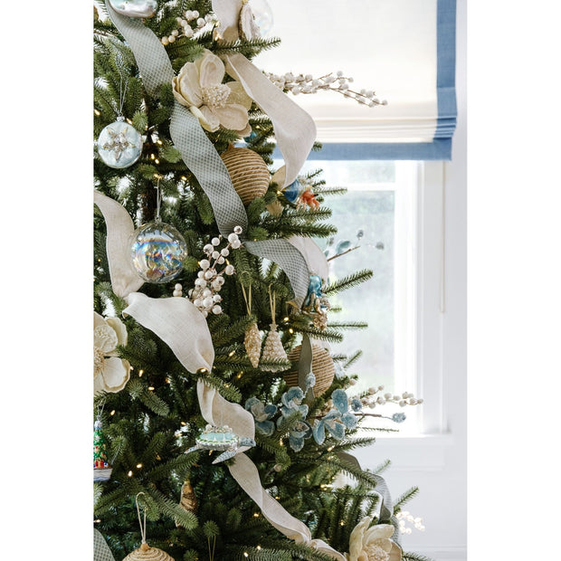 Frosted Blue Magnolia Blossom Tree Stem - Set of 6